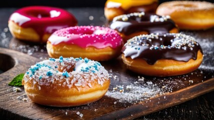 Diverse Delights, A Palette of Five Colorful Donuts