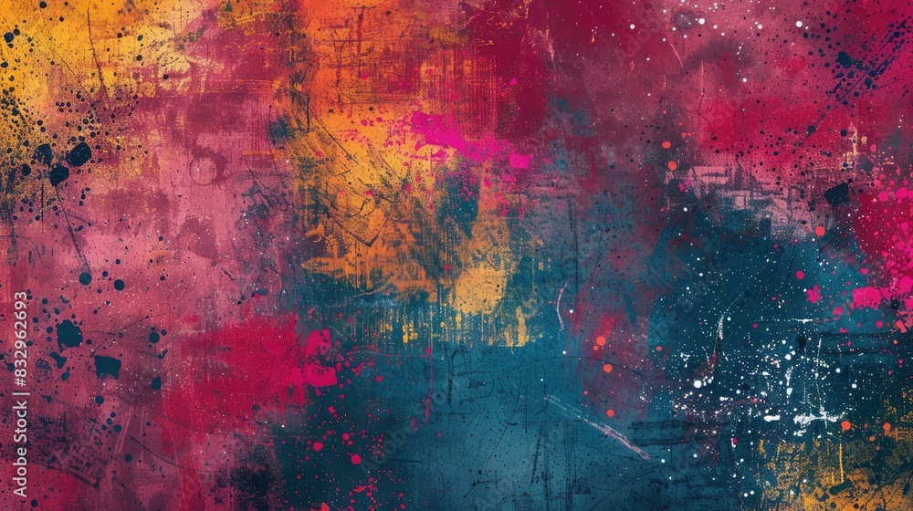Poster abstract and colorful modern style splatter scratch grunge background texture