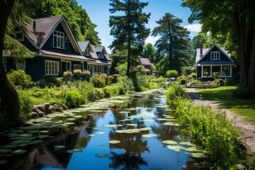 Obraz premium Summer cottages - Generative AI