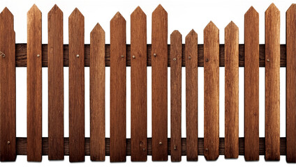Close Up of Wooden Log Fence on transparent background.