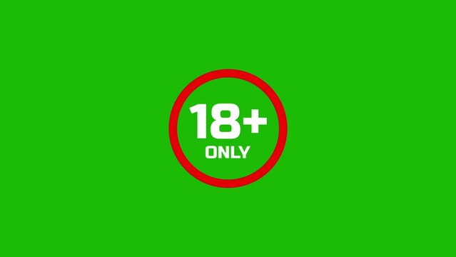 Animated 18 only icon with a green background.