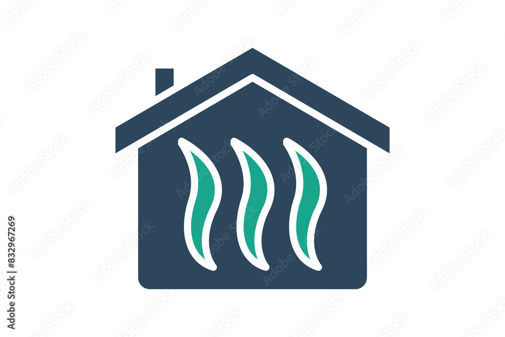 Aufkleber heating icon. house with heat. icon related to utilities. solid icon style. utilities elements vecto