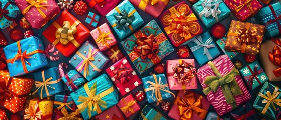 Fototapeta premium gift boxes banner very colorful and festive themed