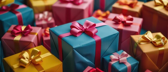 gift boxes banner very colorful and festive themed