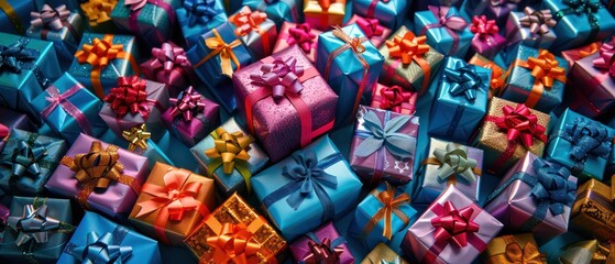 Fototapeta premium gift boxes banner very colorful and festive themed