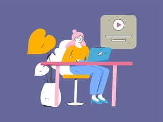 Flat vector illustration of business people operating work scene
