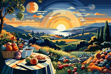 Obraz premium Summer picnics - Generative AI