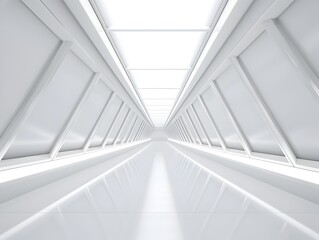Obraz premium Futuristic Sci-Fi Triangle Tunnel Through Empty Light Corridor