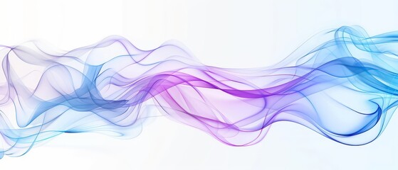 minimal abstract wallpaper with smoke waves in blue and purple on a white background