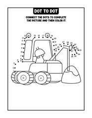 Vehicle dot to dot coloring book for kids