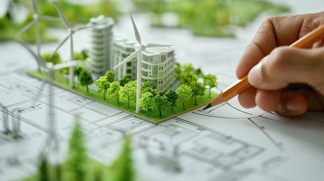 Discover sustainable architecture with our detailed plan drawing. Showcasing eco-friendly design, this image highlights innovative sustainability services for modern construction.