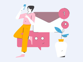 Flat vector illustration of business people operating work scene
