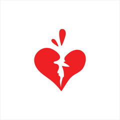 Abstract Red Cute Breaking Heart Element