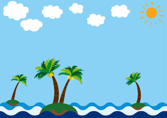 南国風景 ヤシの木と海と空　フレーム1