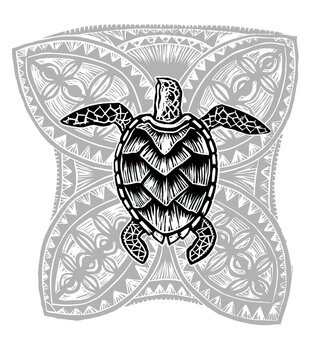 Turtle Woodcut 