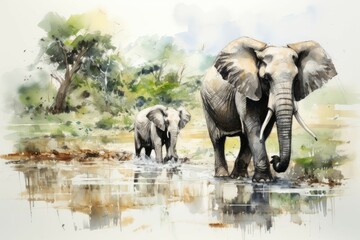 Fototapeta premium Summer wildlife sanctuaries - Generative AI