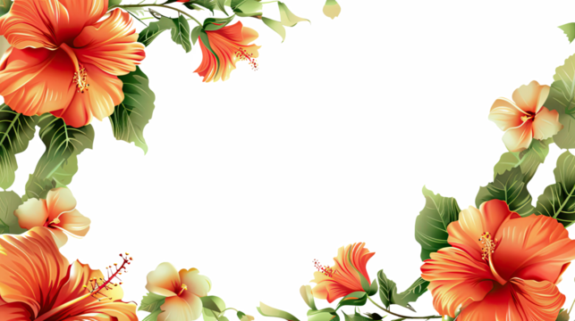 Floral frame with red and pink flowers, nature-inspired border - Powered by Adobe