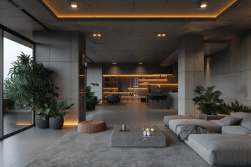 Chic urban loft epitomizing modern elegance with industrial touches amidst the bustling streets of Paris.