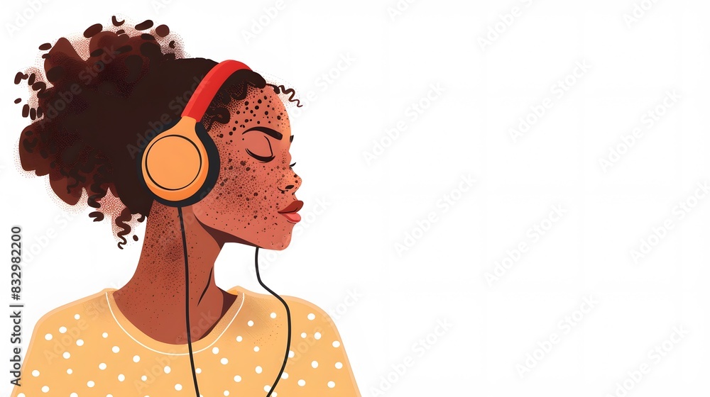 Wall mural African girls with earphone vector