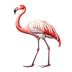 Fototapeta premium beautiful flamingo side view on an isolated white background