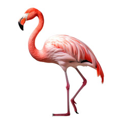 Obraz premium beautiful flamingo side view on an isolated white background