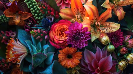 Closeup of an exquisite floral arrangement