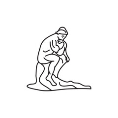 hinking man statue line icon. vector flat simple illustration for web and app on white background..eps