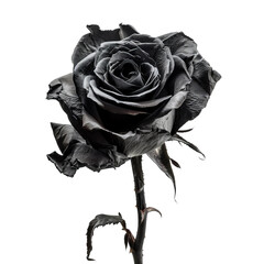 
black rose pettals in the wind isolated on white background