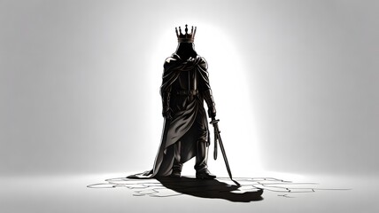 Pencil drawing king, white background.