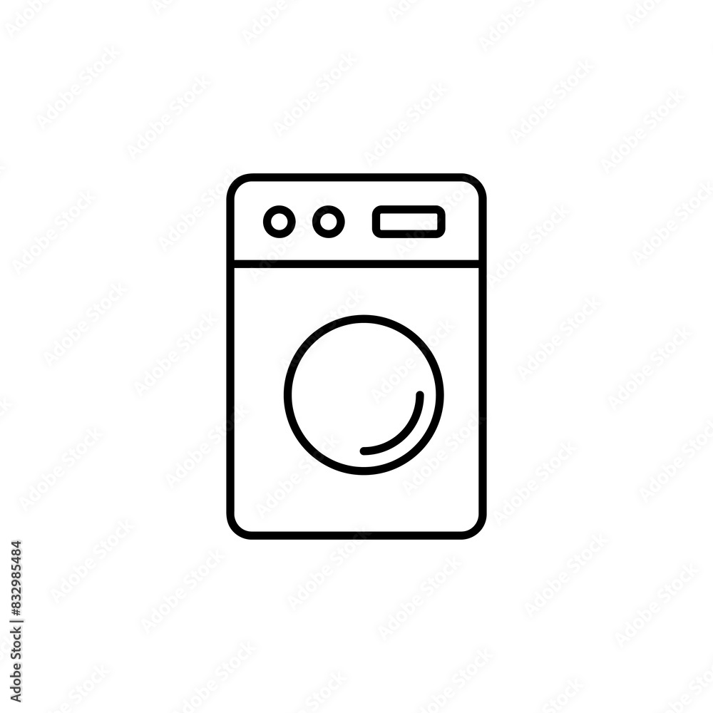 Poster washing machine line icon. vector simple flat laundry outline illustration for web and app on white 