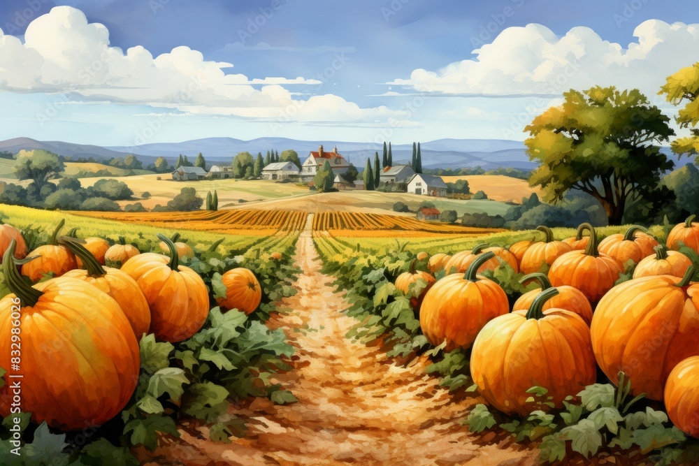 Canvas Prints Pumpkin patches - Generative AI