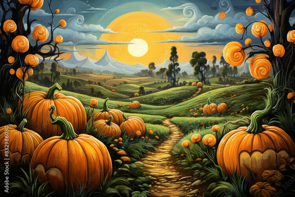 Sticker Pumpkin patches - Generative AI