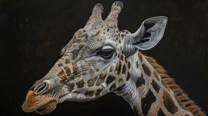 Obraz premium Close up view of a giraffe s head from the side