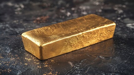 High-detail close-up of a gold bar, isolated with a dark studio background, showcasing its expensive, gleaming surface