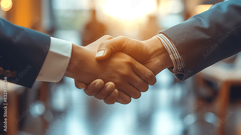 Poster Digital Partnership Sealed with a Handshake in a Modern Business Setting Emphasizing Technological Integration and Strategic Growth
