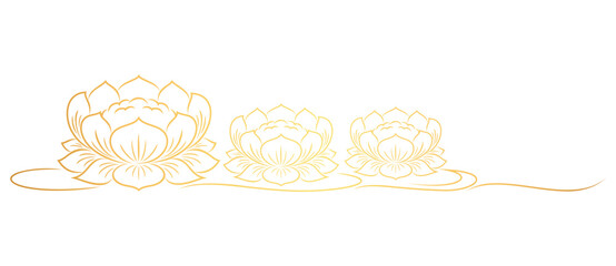 Golden Lotus Flowers line art style. Element vector eps 10