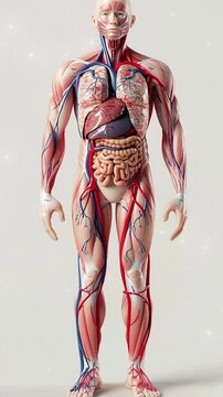 Human body organ anatomy from head to toe with white background for science learning