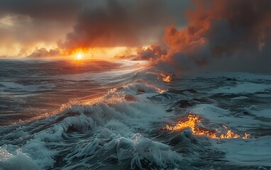 Fototapeta premium Witness the Scorching Reality of Global Warming Through Mesmerizing Midjourney Photography