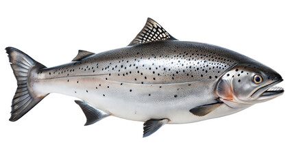 Naklejka premium Salmon Fish with Detailed Scales on White Background 