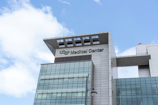 San Francisco, California, June 6, 2023: UCSF Medical Center building in San Francisco, California, June 6, 2023. UCSF Medical Center at Mission Bay is a complex featuring three separate hospitals. 