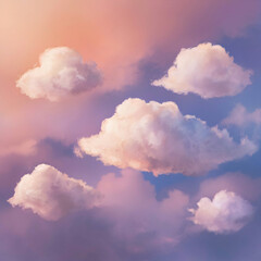 Fototapeta premium A sky filled with clouds during sunset, a spectacle of breathtaking pastel color