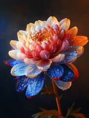 chrysanthemum palette knife oil painting, beautiful flowers with dewdrops. Wall Art Poster Print Design for Home Decor, Decoration Artwork, High Resolution Wallpaper and Background for Computer