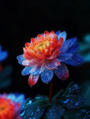 chrysanthemum palette knife oil painting, beautiful flowers with dewdrops. Wall Art Poster Print Design for Home Decor, Decoration Artwork, High Resolution Wallpaper and Background for Computer