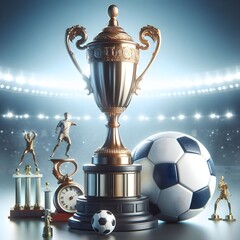 Naklejka premium gold soccer ball with cup