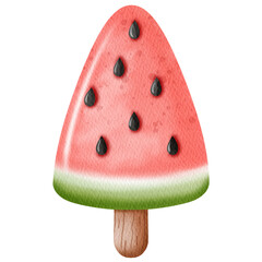 Watercolor Watermelon Ice Cream.