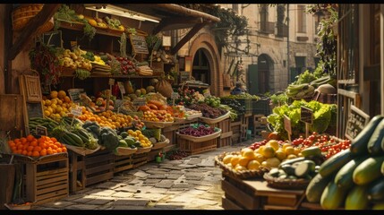 Fototapeta premium Fruits and vegetables being sold in local markets