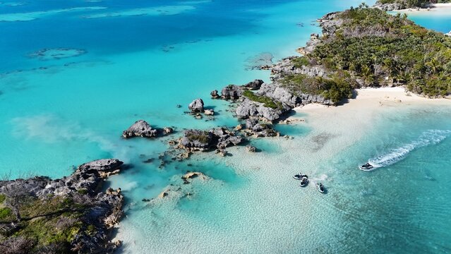 Hamilton, Bermuda - March 28, 2024: These pictures were taken using a dji 4 mini pro while on a boating excursion in the Ely's Harbor region of Hamilton Bermuda.
