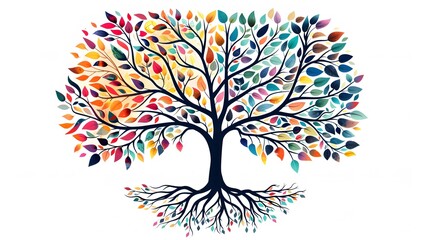 Naklejka premium tree with colorful leave vector