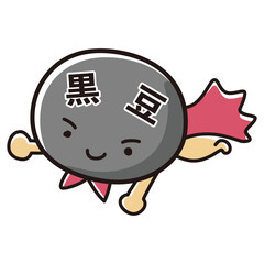 黒豆のヒーローキャラクターのイラスト