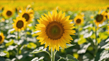 Fototapeta premium sunflower on a lively field background
